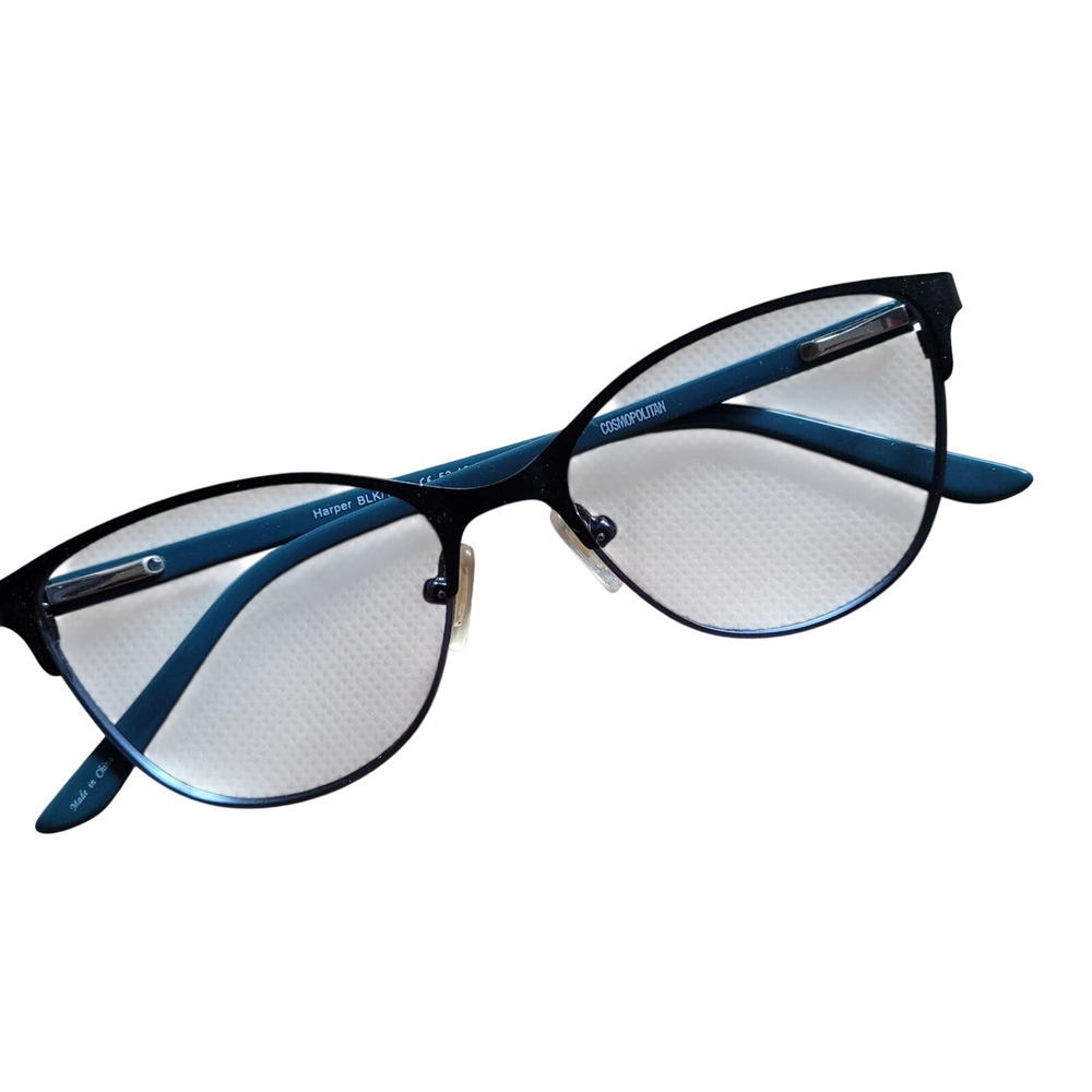 Cosmopolitan "Harper" Cat-Eye Glasses Frames – Black/Teal Leopard